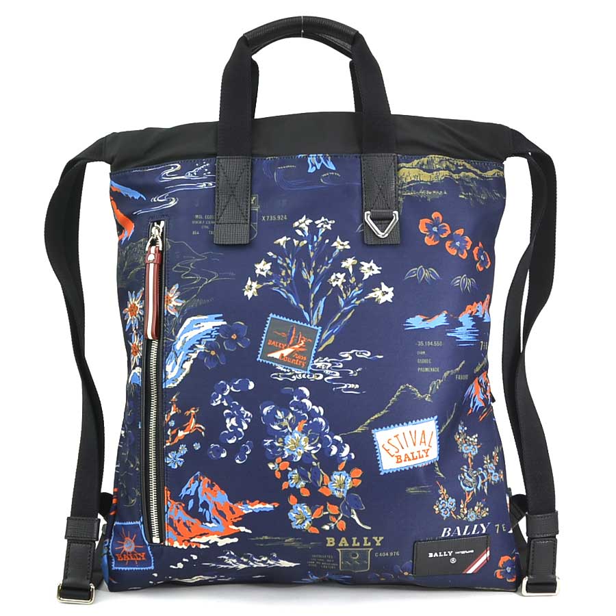 バリー BALLY リュック ファブリック ネイビー メンズ 55711g