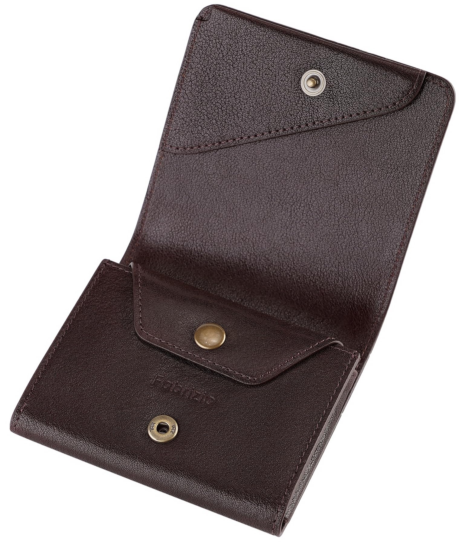 ファブリツィオ 財布 メンズ レディース 2つ折り 小銭入れ ミニ財布 小さい 薄い コンパクト 柔らかい 使いやすい イタリアン レザー 一流の革職人が作る 本革 (ダークブラウン)