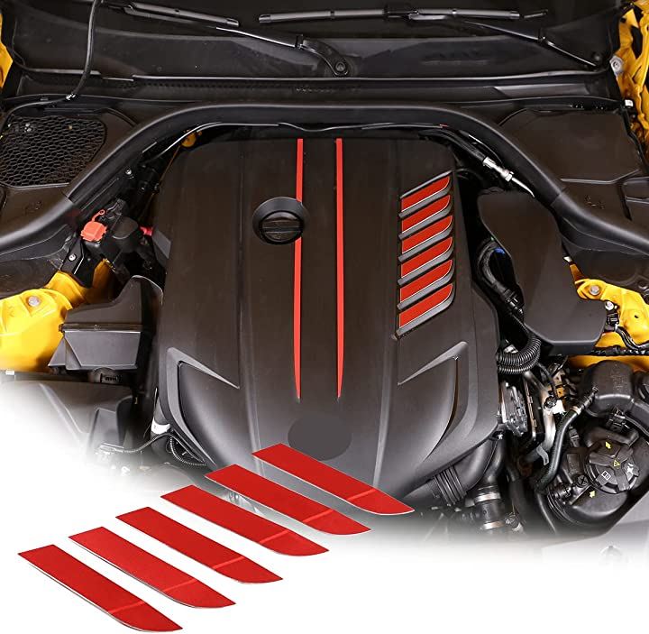 車のエンジンフードカバー 自動車エンジンケースパネル装飾カバートリム アルミニウム合金 6点セット トヨタ スープラ GR A90 A91 MK5 2018-2022に対応(赤)