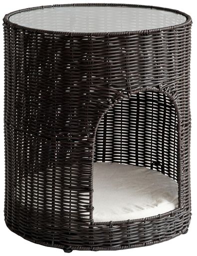 宮武製作所 サイドテーブル 猫ちぐら Pienet(ピエネ) サイドテーブルとしても使える樹脂製ラタンの猫ちぐら CGR-400 DBR