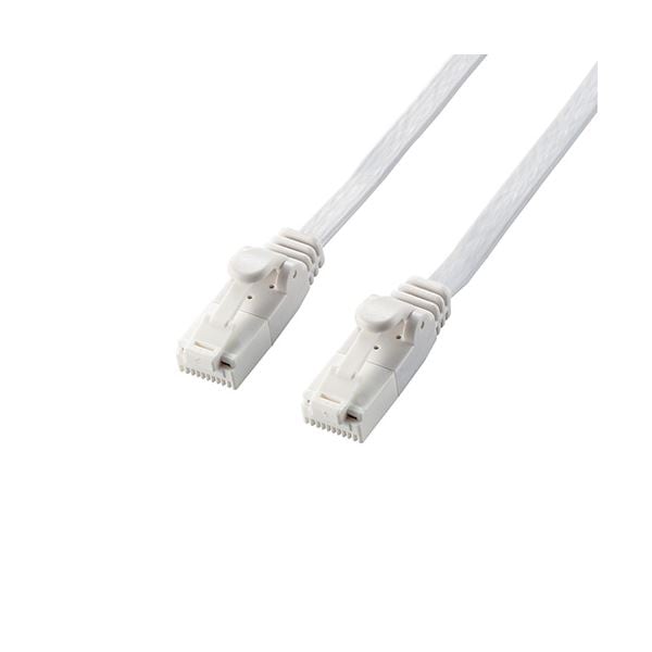 （まとめ） エレコム LANケーブル/CAT6A準拠/爪折れ防止/フラット/10m/ホワイト LD-GFAT/WH100 (×2セット)