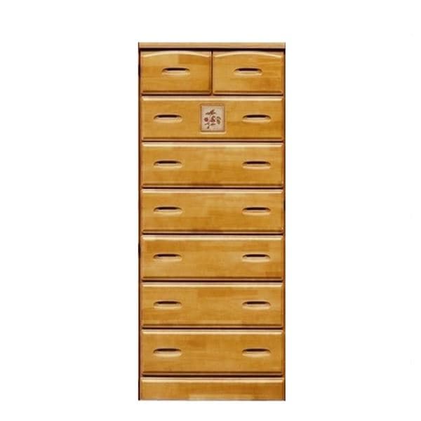 ハイチェスト タンス 7段 幅60cm ライトブラウン 木製 日本製 カントリー調 引き出し収納 ベッドルーム 寝室 完成品