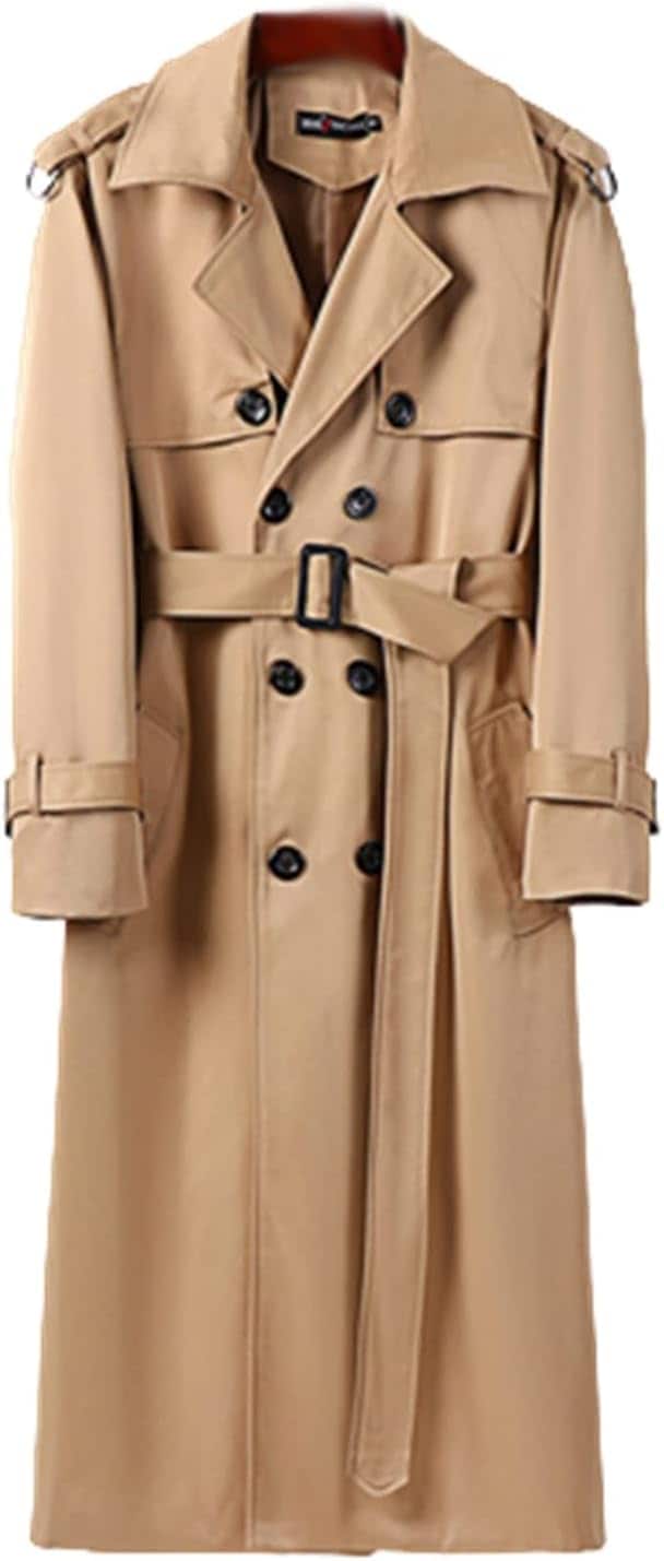 トレンチコート メンズ ロングコート スプリングコート マキシ丈 春秋 ビジネス カジュアル チェスターコート ダブルブレスト ベルト付き シンプル 紳士 スリムコート おしゃれ アウター