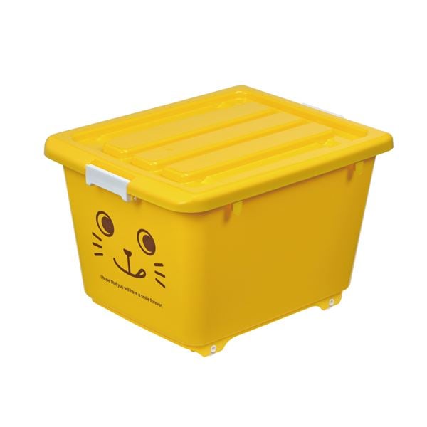 (まとめ) アニマルケース/収納ケース (イエロー ショート) 幅39cm ロック機能・キャスター付き お子様用 (×10個セット)