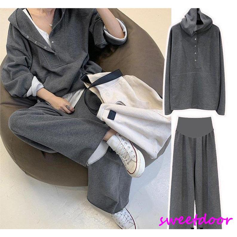 マタニティー セットアップ パーカー ワイドパンツ パジャマ スウェット 妊婦服 授乳口 ルームウェア 長袖 妊婦服 冬 秋 春 入院着 産前産後 普段着 お出かけ