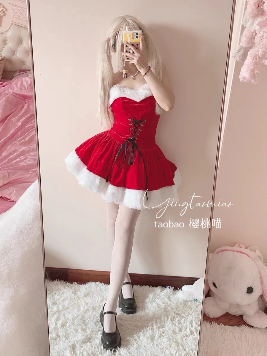 【2枚購入で200円 OFF！急速出荷】クリスマス バニーガール バニーコスチューム 制服 クリスマスパーティー ステージ衣装