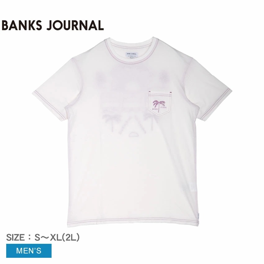 ジャーナル WTS0851 メンズ Tシャツ サーフ トップス 半袖 ワンポイント クルーネック プリント おしゃれ ブランド ウェア 人気 ゆったり カットソー ホワイト 白