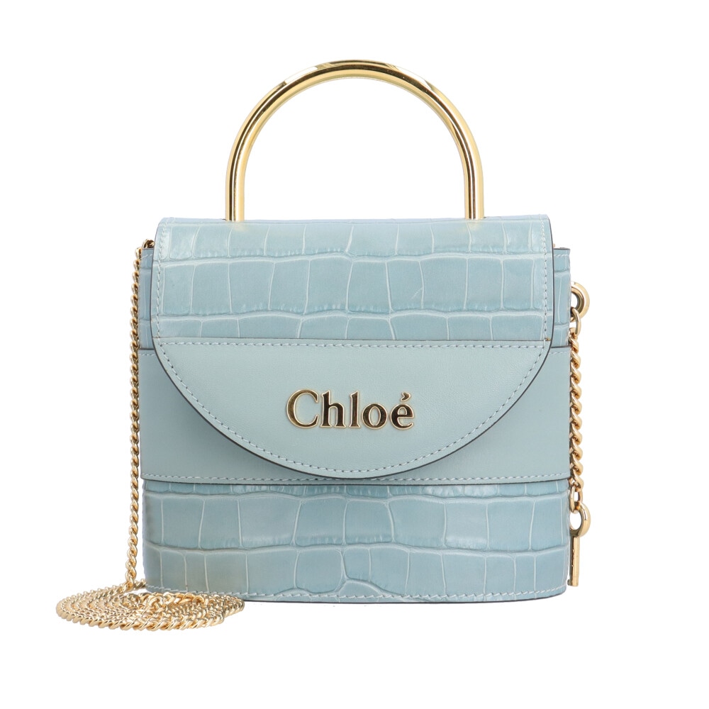クロエ スモールアビーロックチェーンバッグ ショルダーバッグ レザー CHC19WS220A8744L ブルー Chloe 中古 美品