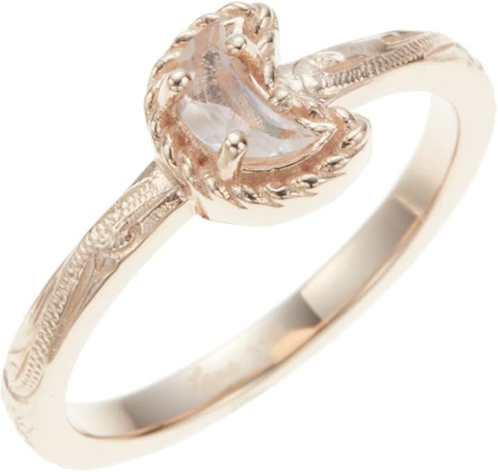 Piena ピエナサージカルステンレス316L ハワイアンジュエリー ムーン クレセント プルメリア スクロール リング レディース 13号 (ピンクゴールド)