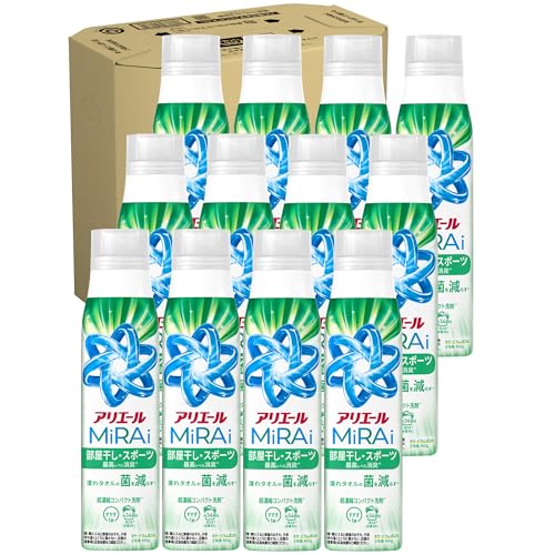 アリエール 洗濯洗剤 MiRAi 超濃縮コンパクト洗剤 部屋干し＆スポーツ 本体ボトル 大 460g×12本 [ケース品]