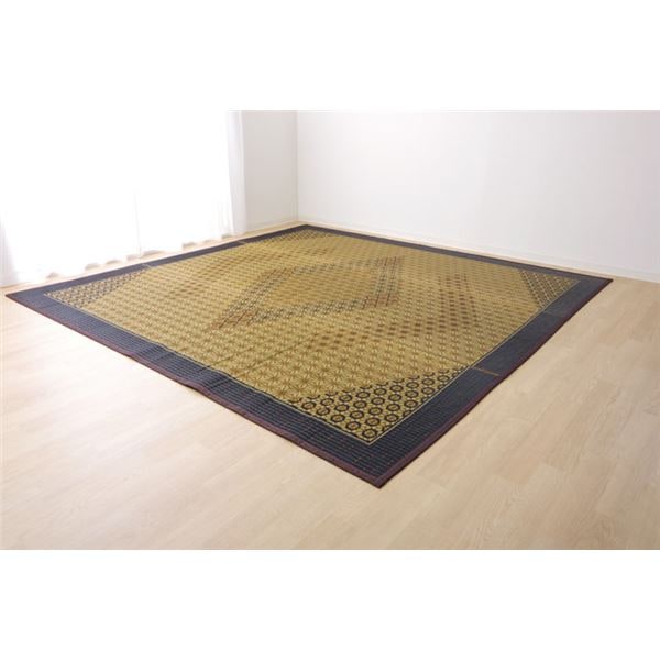 い草 ラグマット/花ござ (約1畳 長方形 ブラウン 約95×150cm) 裏：不織布 防滑 抗菌 防臭 消臭 調湿 日本製 (リビング)