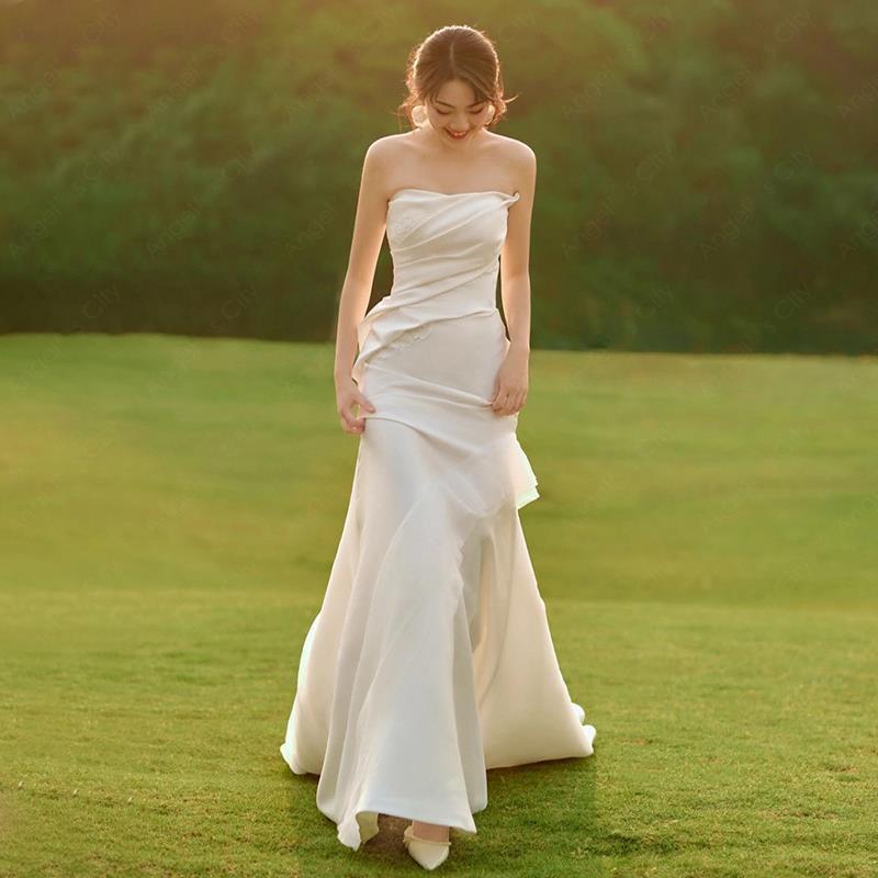 2024新作 パーティードレス 高級感 気質 ワンピース 花嫁ロングドレス 結婚式ワンピース 結婚式 ドレス ウェディングドレス 白 ロングドレス 韓国ファッション78-23