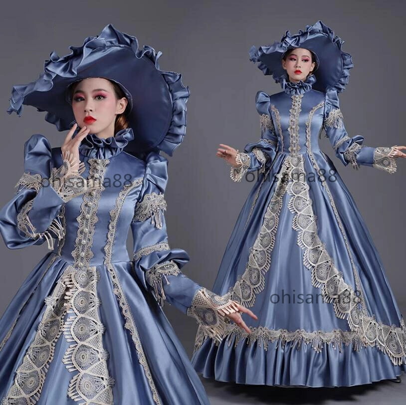 お得セット宮廷ドレス 演出服 高級感 プリンセスドレス 可愛い 長袖 オペラ声楽 中世貴族風 貴族ドレス 貴婦人ドレス 舞踏会 文化祭 学園祭 ヨーロッパ風 ロングドレス パーティードレス お嬢様 ワ