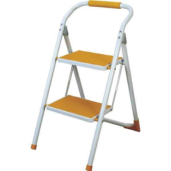 スチール製ステップ台/脚立 [イエロー] 幅39cmx奥行54cmx高さ76cm LFS-007YE
