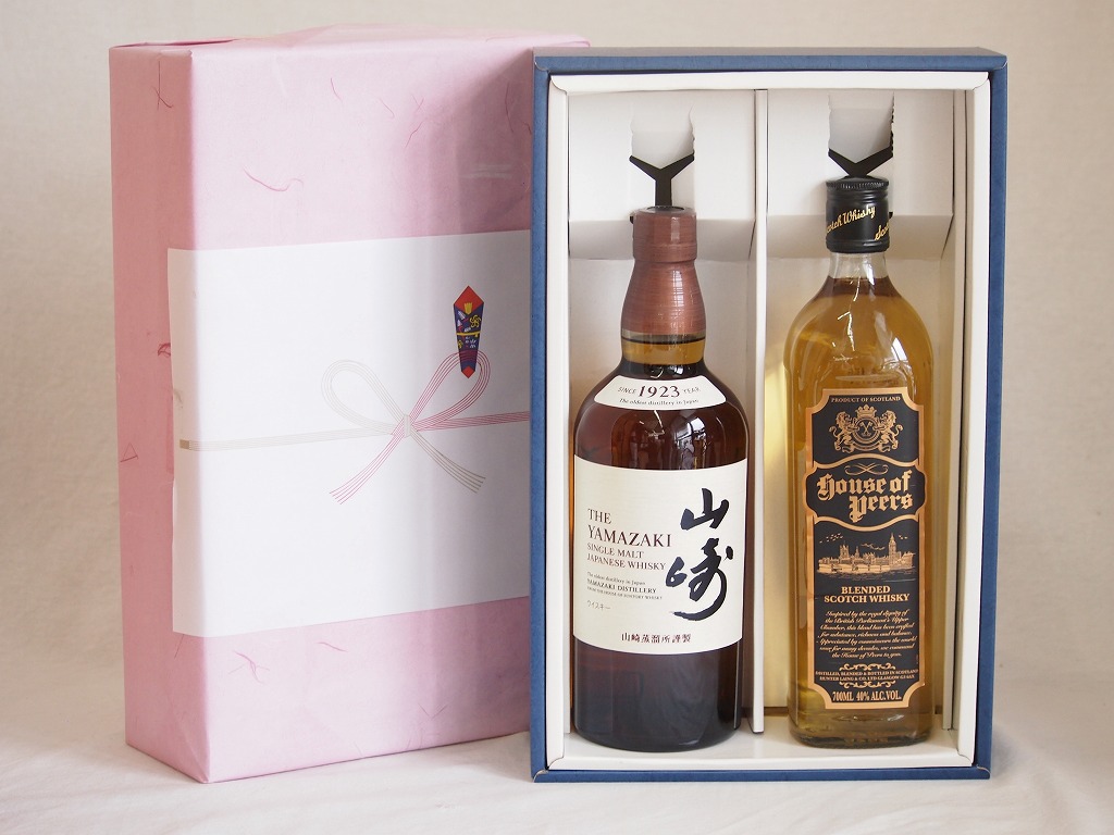 感謝贈り物ウイスキーボックス2本セット(山崎 43度 ハウスオブピアーズスコッチ(イギリス)) 70