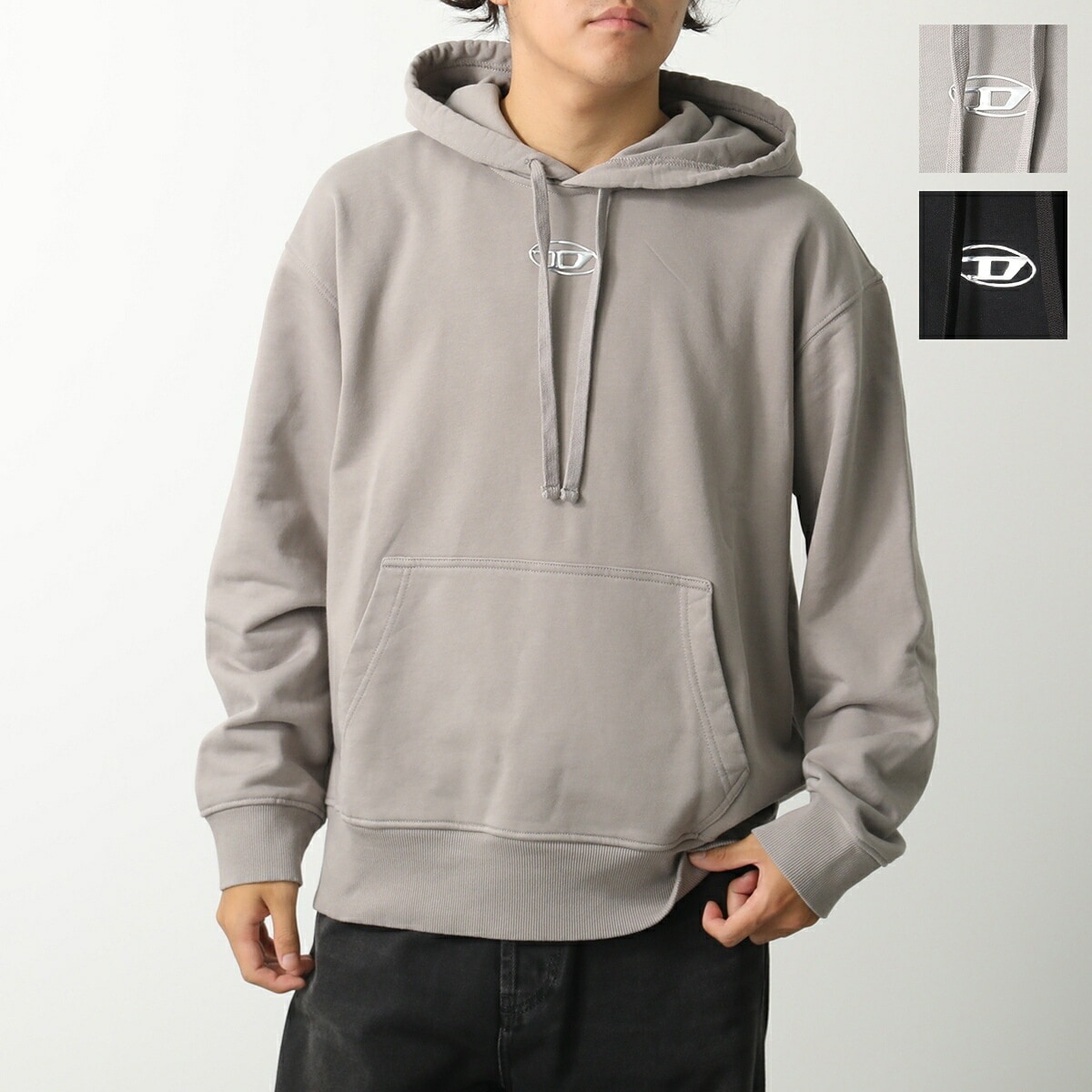 DIESEL ディーゼル フーディ s-macs-hood-od A09856 0BMBJ メンズ パーカー スウェット コットン 長袖 オーバルD メタルロゴ カラー2色