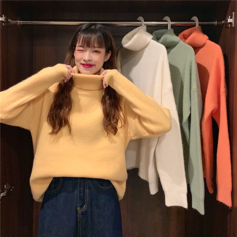 トップス セーター 長袖 萌袖 タートルネック 襟付き ふわふわ 厚手 かわいい 大人可愛い きれいめ シンプル カジュアル おしゃれ お洒落 レトロ 大人可愛い 大人女子 こなれ感 ラフ ラブリー