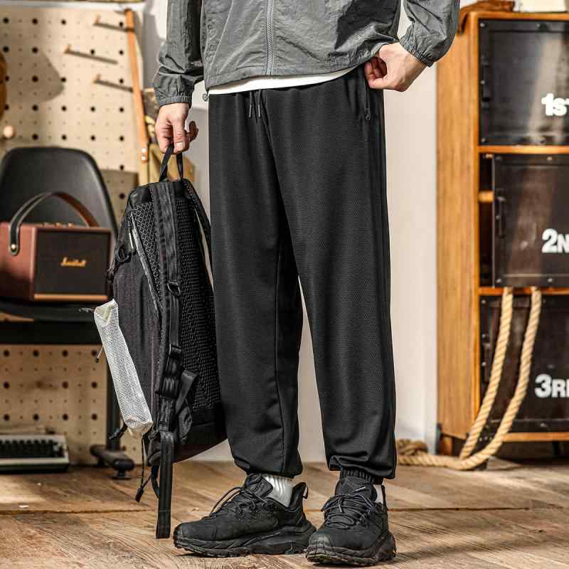 スウェット ンツ ズボン おしゃれ ファッション メンズ メンズ ブラック カジュアル 夏 薄手 スポーツ 大きめサイズ ナイロン ロング シンプル