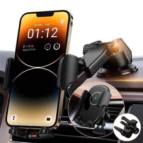 Topmake 2024最新強化版15Wワイヤレス充電器 スマホホルダー 車 車