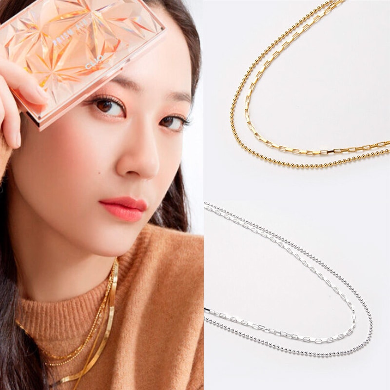 [クリスタル/オヨンジュ着用]イタリ チェーン レイヤード ネクリス/韓国女性アクセサリー韓国ジュエリー