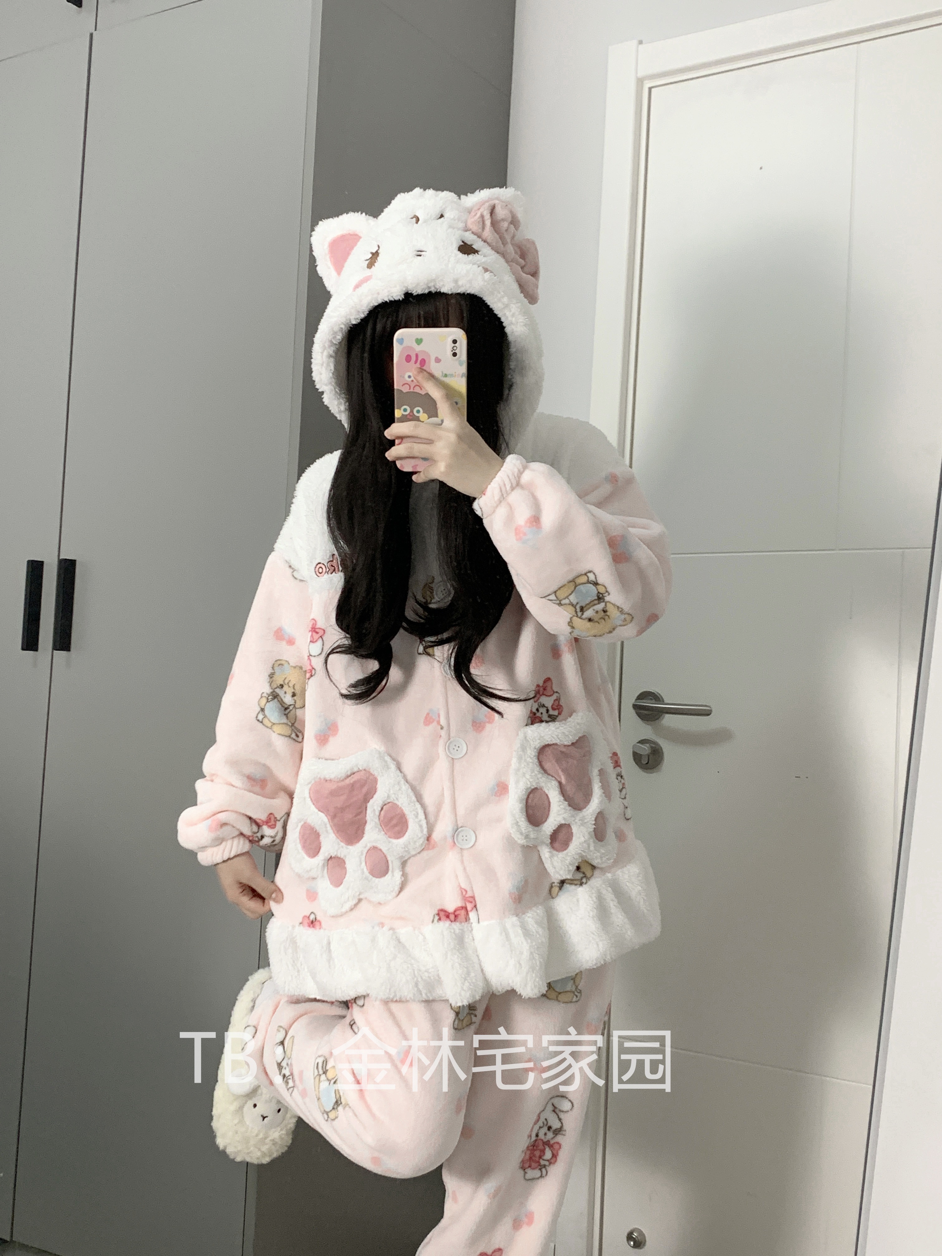 ！冬用ミッコフランネル暖かいかわいい女の子パジャマホームウェアセット