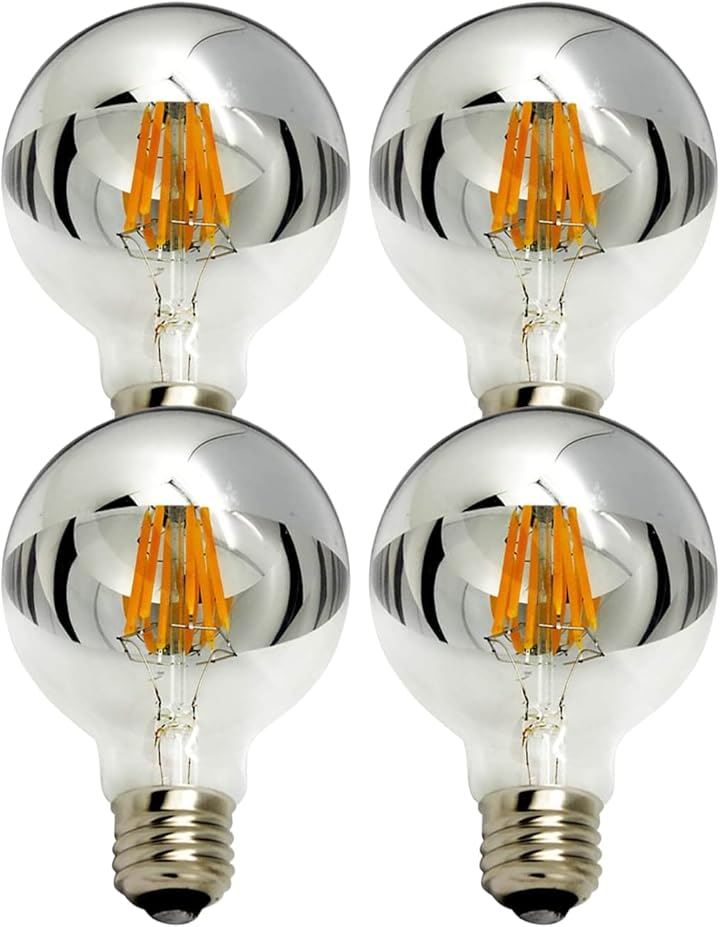 KY LEE LEDフィラメント電球 口金G80 2700Ｋ電球色 LED電球 8W 60W白熱電球相当 お洒落 照明 間接照明 ランプ 雰囲気照明 半分クローム(G45-6-Q-2)
