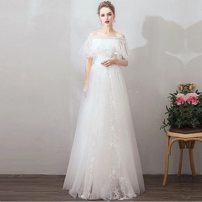 パーティードレス ロングドレス ウェティグドレス 結婚式 Aラインドレス 安い 大きいサイズ 二次会 海外挙式 花嫁 ドレス 花嫁 白 エンパイア 前撮り