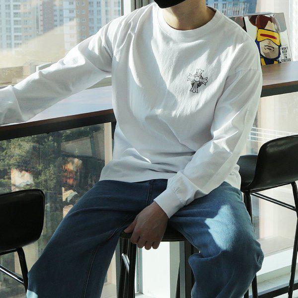 WRI メンズ ビッグサイズ 16番手 ウォッシング 十字 ロング スラブ 長袖Tシャツ