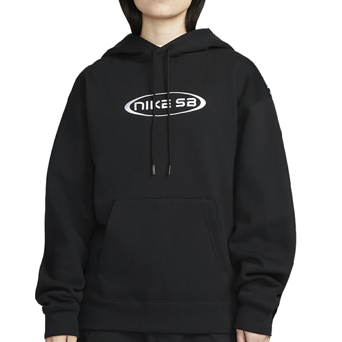 NIKE SB FLEECE PULLOVER SKATE HOODIE BLACK/WHITE