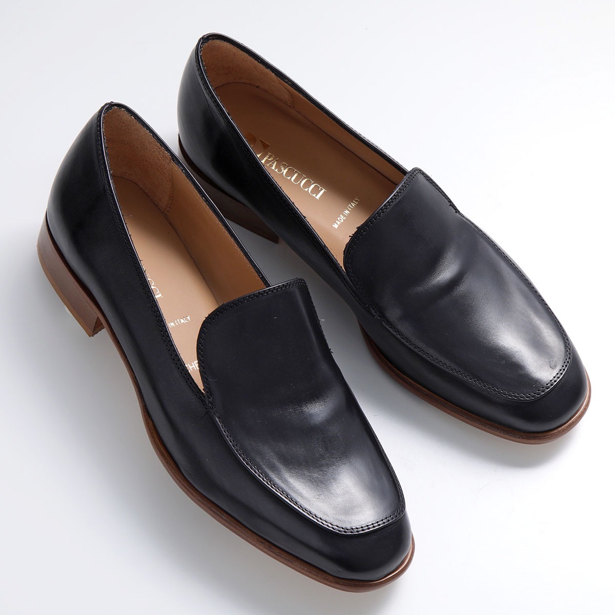 PASCUCCI パスクッチ ローファー 407 レディース レザー スリッポン シューズ ラウンドトゥ 革靴 靴 NERO