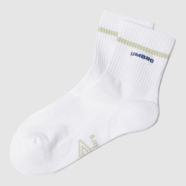 靴下 CQK UQ123CSC31-WHT ベーシック ストライプ ミッド ソックス WHITE