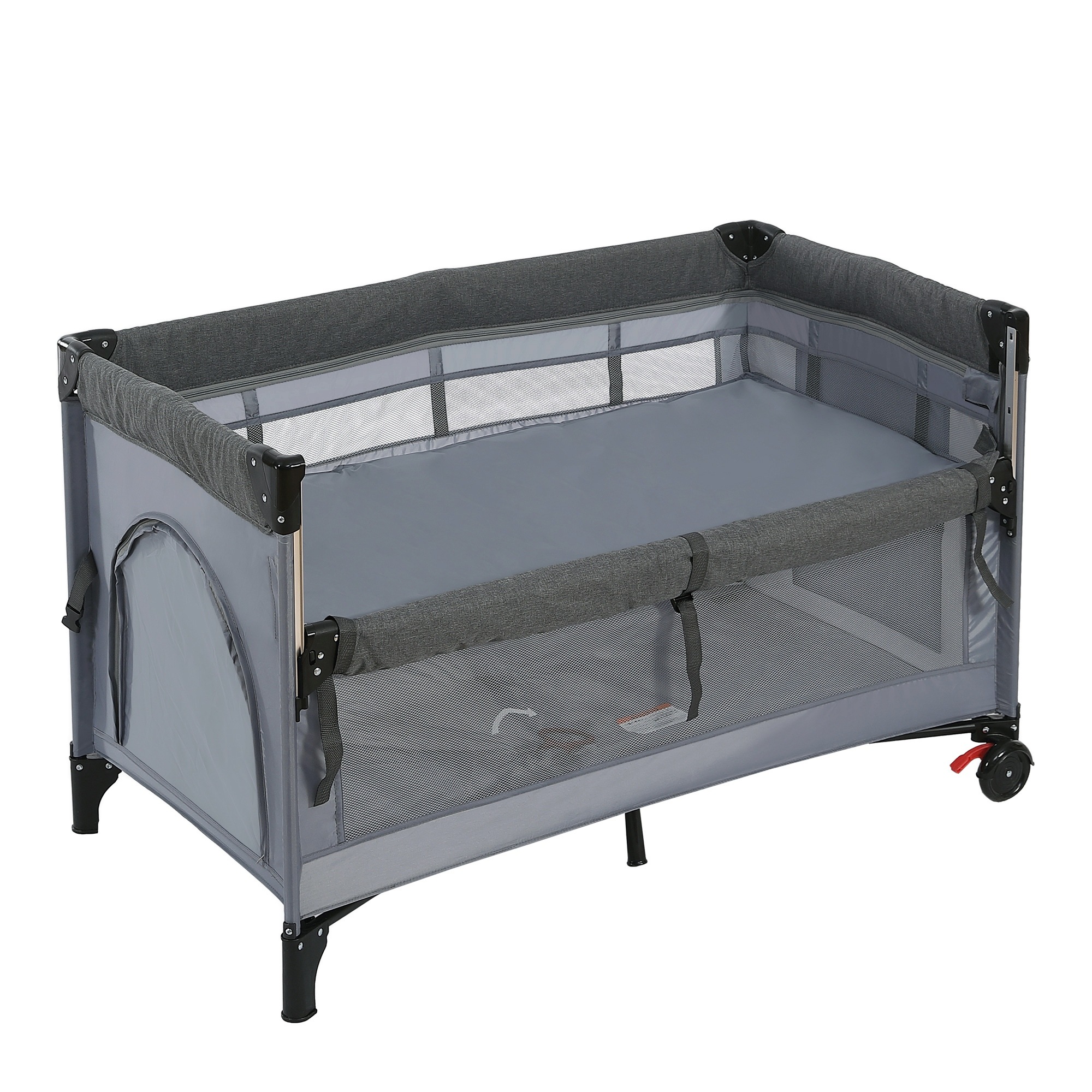【国内発送】395ベビーサークル 折りたたみ プレイヤード サイド高さ調整可能 マット付 収納バッグ付 マット付 キャスター付き 多機能 軽量 出産祝い