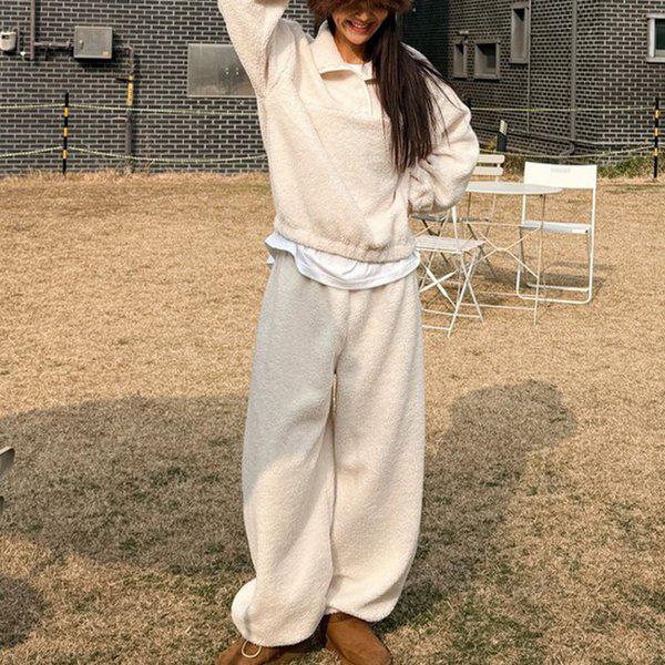 Hスタイル(SET)モチウィムフリースセットアップ 冬 女性 フリース トレーニングウェアセット スウェットセット パンツセットアップ ホームウェア