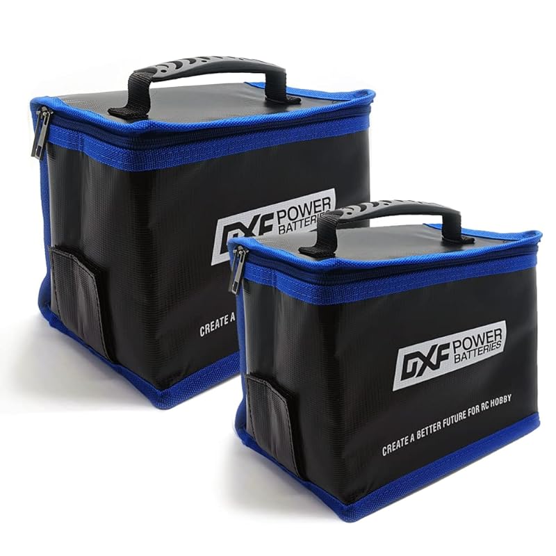 DXF 2PCS LiPo(リポ)安全バッグ 耐火 防爆バッグ 大容量 リポバッテリーストレージガード 安全ポーチ 充電&保管用 (8.46 x 6.5 x 5.71インチ)