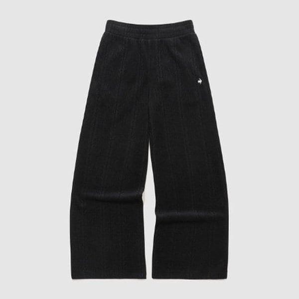 女性ケーブルジャカードワイドフィットパンツ ブラック QQ422OFPN1-BLK