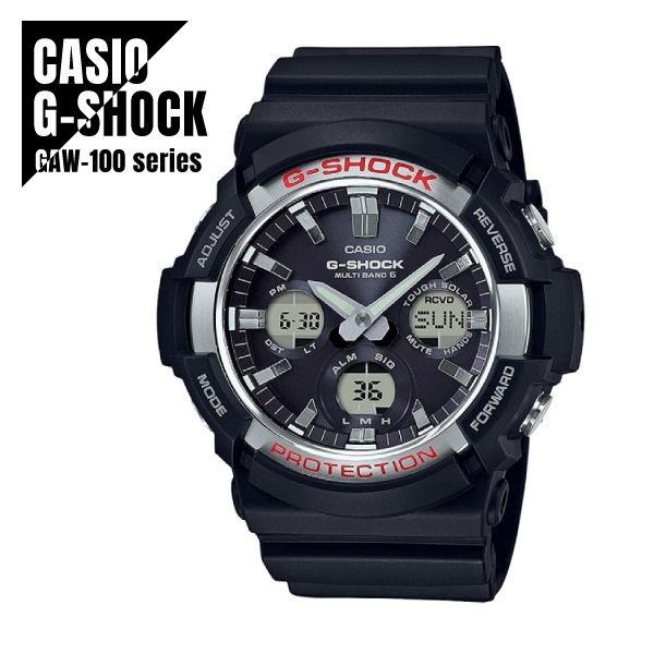 【即納】 国内正規品 CASIO カシオ G-SHOCK ジーショック 電波受信 タフソーラー GAW-100-1AJF シルバー×ブラック 腕時計 メンズ
