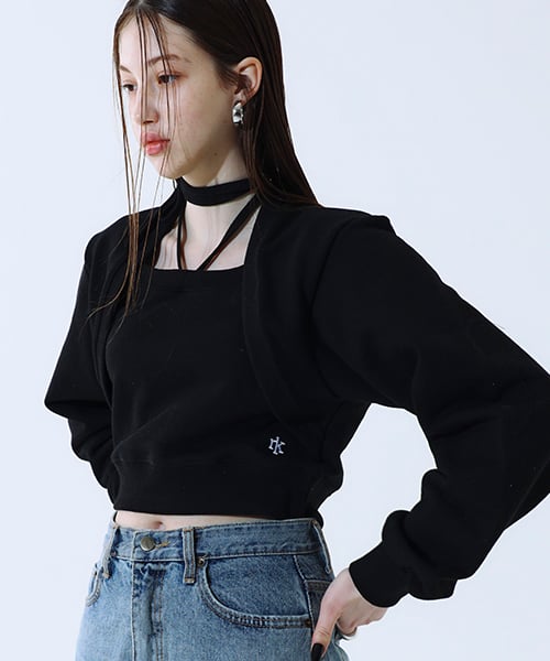 NOTKNOWING Bolero Layered Sweat_Black