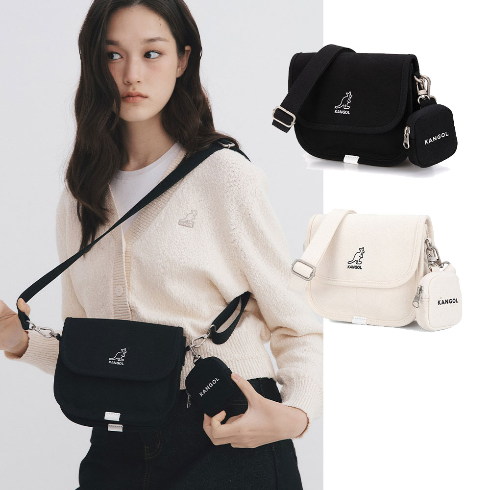 ラッキーキャンバスミニクロスバッグ 3242 2色 アイボリー/ ブラック 女性用ショルダーバッグ 女性用クロスバック