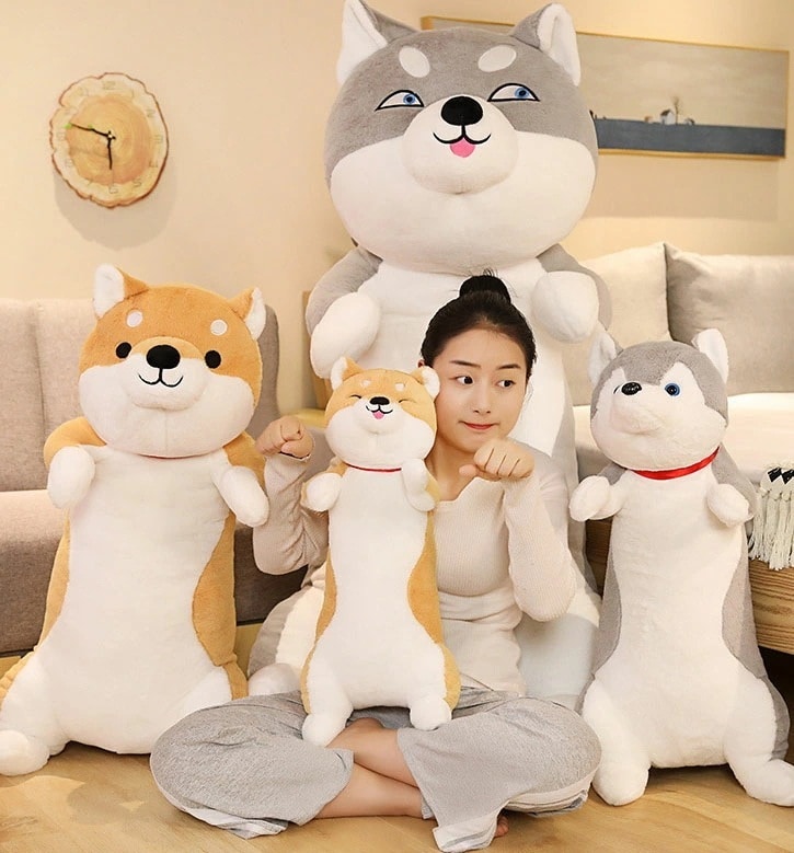 【130cm】 ぬいぐるみ 全4デザイン ハスキー 長いぬいぐるみ 大きい 抱き枕 クッション インテリア 子供 husky 赤柴 柴犬 シバイヌ アカシバ おもちゃ 動物 可愛い 彼女に ふわふわで