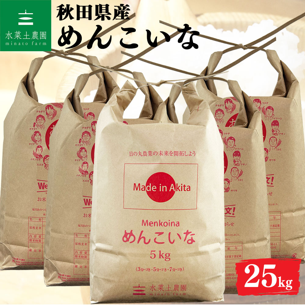 めんこいな 精米 25kg 秋田県産 令和7年産 選べるお試し袋付き