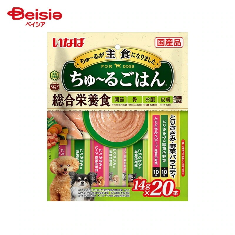 いなばペットフード ちゅ～るごはん とりささみ・野菜バラエティ （14g×20本）×16個 ペット