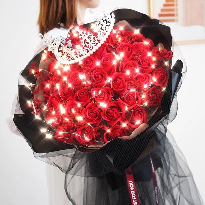 【送料無料】エターナルフラワー ローズブーケ 七夕 バレンタインデー 女の子への誕生日プレゼント ドライフラワー ソープフラワーブーケ 母の日-q250327-2955