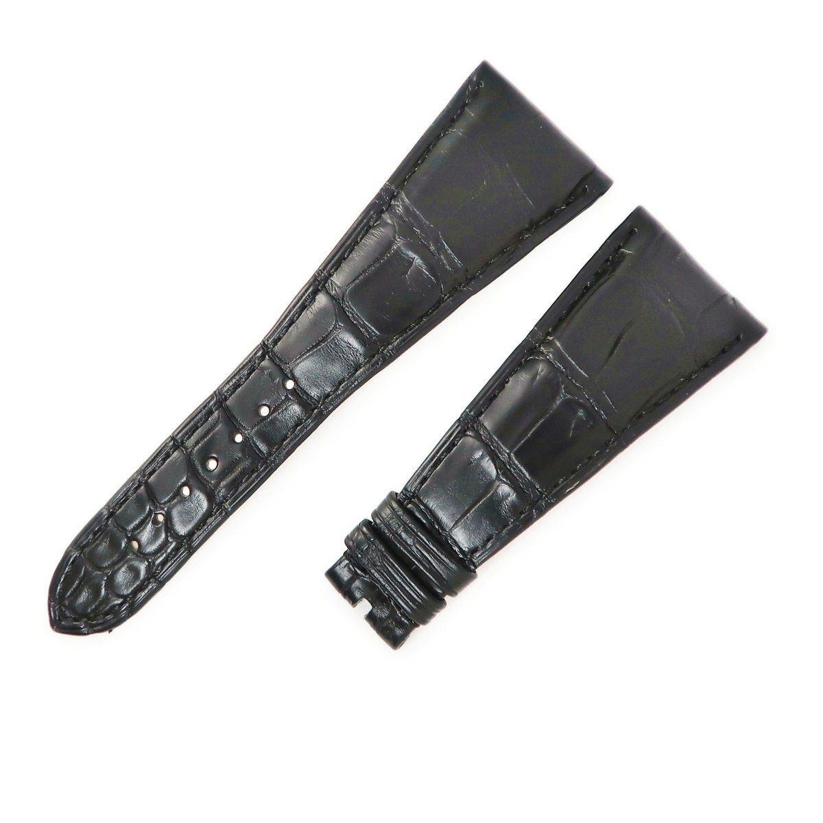 ブルガリ BVLGARI 腕時計パーツ 純正 AA48 アショーマ用 クロコバンド クロコダイル ブラック 替え ベルト ストラップ 28mm ブラック 黒 【中古】 25,493円