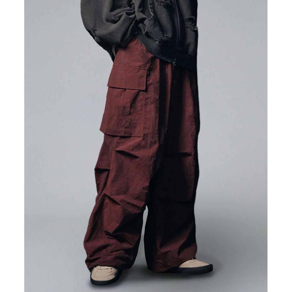 NOT4NERD パラシュートナイロンカーゴパンツ-ワイン