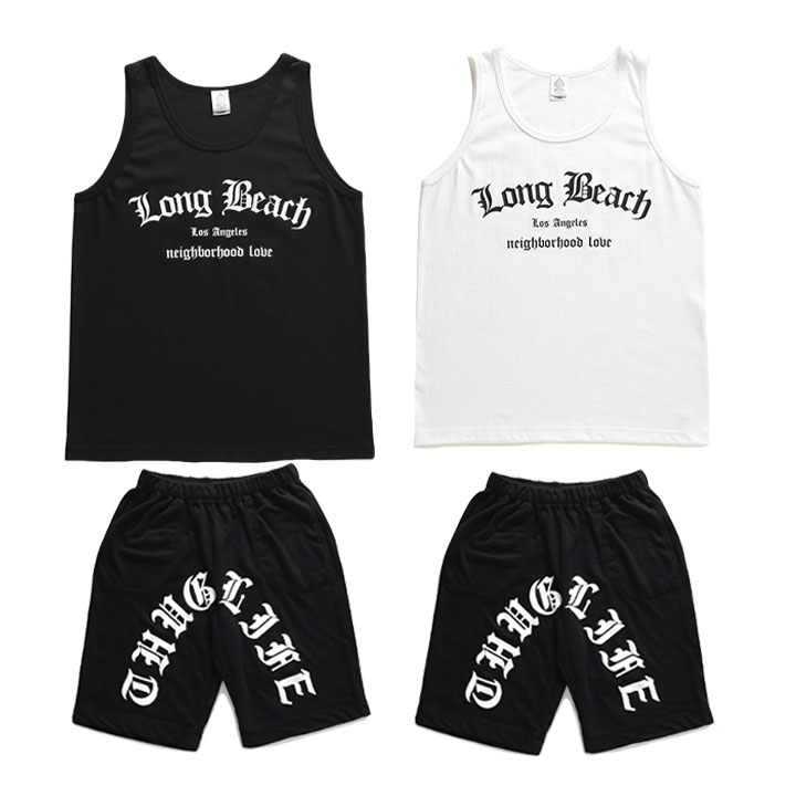 ACE FLAG 上下セット 半袖 ブランド Tシャツ ハーフパンツ メンズ 春夏用 黒 白 大きいサイズ エースフラッグ セットアップ Long Beach