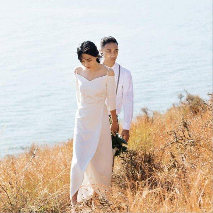 韓国ファッション発表会 ウェディグドレス 小さいサイズ 結婚式 ドレス 安い パーティドレス ミモレ丈 演奏会 前撮り 白 大きいサイズ ワンピース 二次会 長袖 花嫁
