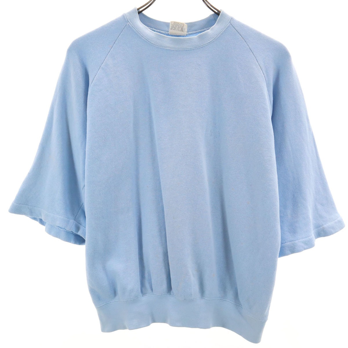 80s 90s USA製 オールド 5分袖 スウェット M ブルー系 レディース 古着