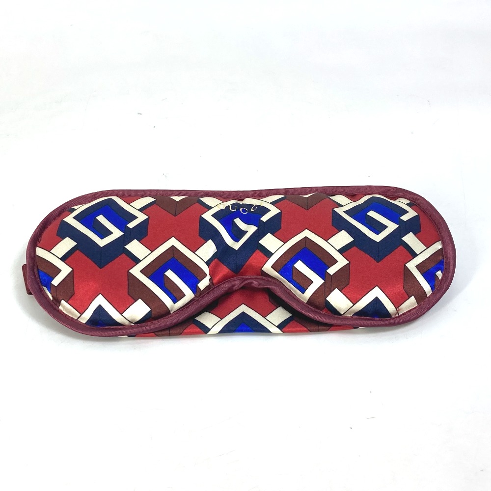 アイマスク 662423 トラベルアクセサリー ジオメトリックG プリント ポーチ付き アイマスク シルク レッド