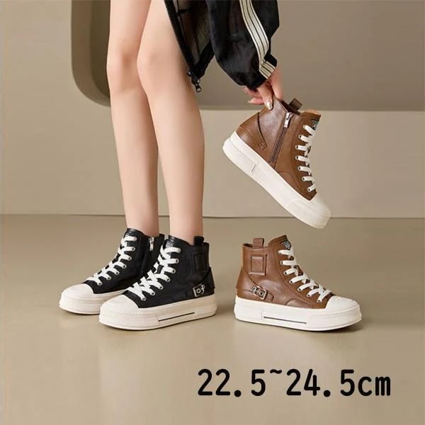 ()スニーカー ハイカット レディース 靴 フラットスニーカー レディース靴 レースアップ 編み上げ 歩きやすい カジュアルシューズ 22.5/23.0/23.5/24.0/24.