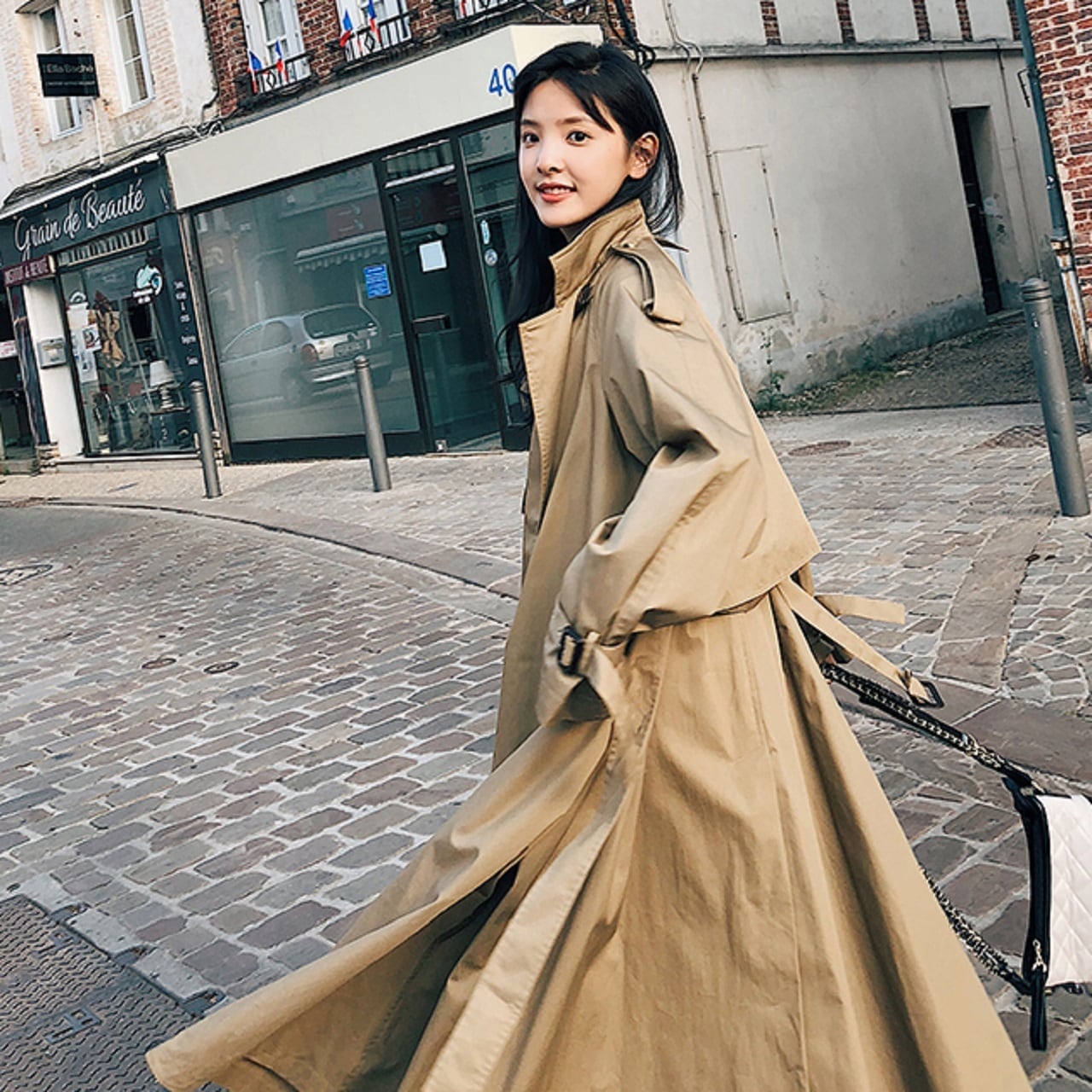 新作 春 秋 韓国 ルーズ 人気 ブリティッシュスタイル オーバーザニー オーバーレングスコート